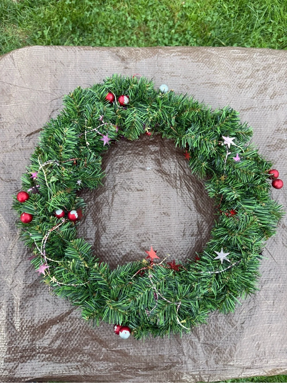 Holiday Green Christmas Wreath with Red Accents